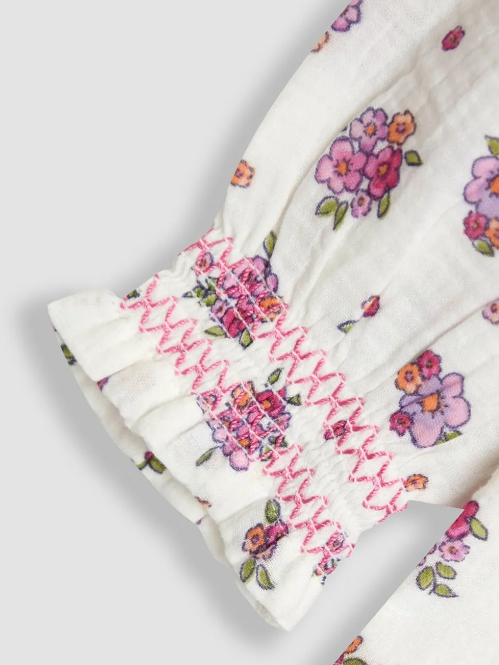 JoJo Maman Bébé Floral Cream Frill Collar Blouse