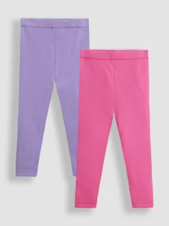 JoJo Maman Bébé Fuchsia Pink Fleece-Lined Leggings 2-Pack