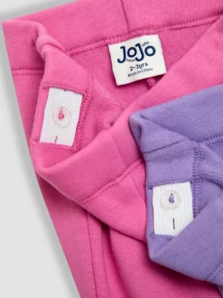 JoJo Maman Bébé Fuchsia Pink Fleece-Lined Leggings 2-Pack