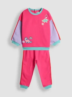 JoJo Maman Bébé Fucshia Dino Sweatshirt & Joggers Set