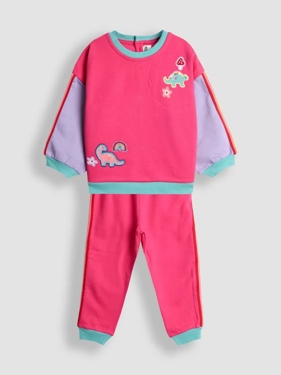 JoJo Maman Bébé Fucshia Dino Sweatshirt & Joggers Set