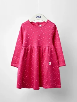 JoJo Maman Bébé Fucshia Pink Spot Printed Jersey Dress