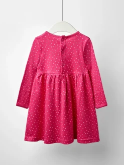 JoJo Maman Bébé Fucshia Pink Spot Printed Jersey Dress