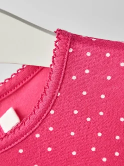 JoJo Maman Bébé Fucshia Pink Spot Printed Jersey Dress