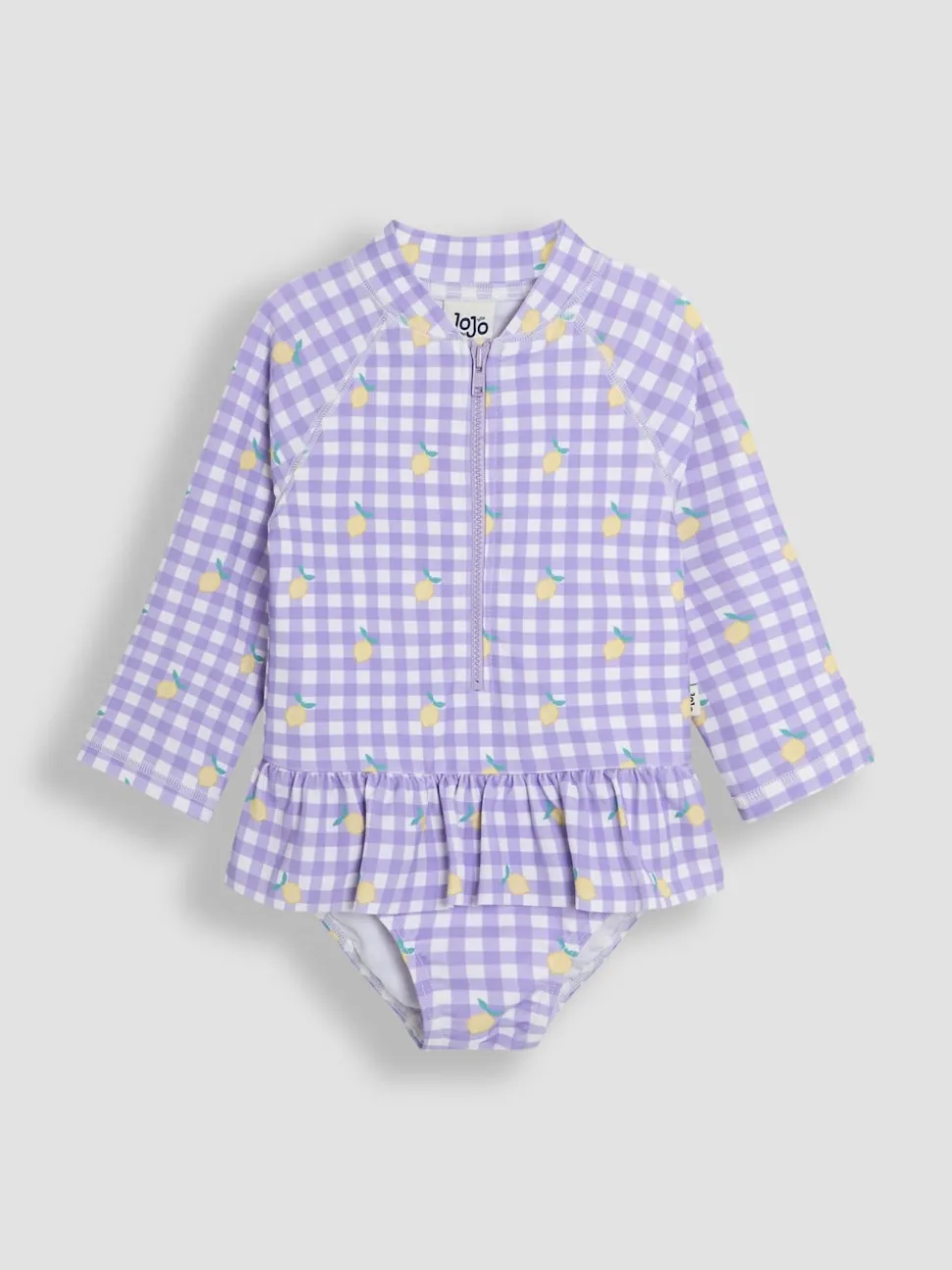 JoJo Maman Bébé Gingham Long Sleeve Swimsuit