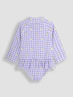 JoJo Maman Bébé Gingham Long Sleeve Swimsuit
