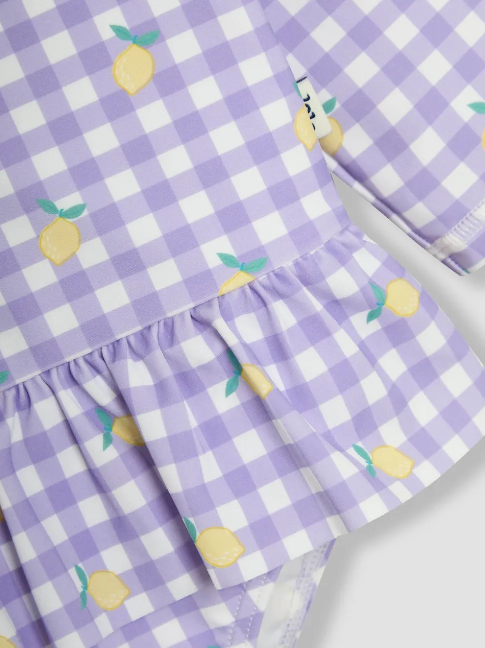JoJo Maman Bébé Gingham Long Sleeve Swimsuit