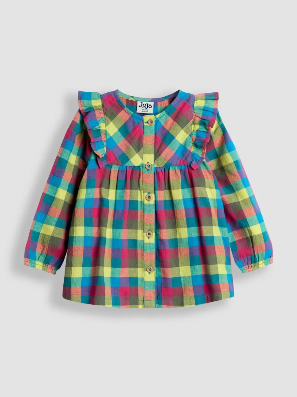 JoJo Maman Bébé Green Check Blouse, Leggings & Borg Gilet Set