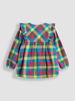 JoJo Maman Bébé Green Check Blouse, Leggings & Borg Gilet Set