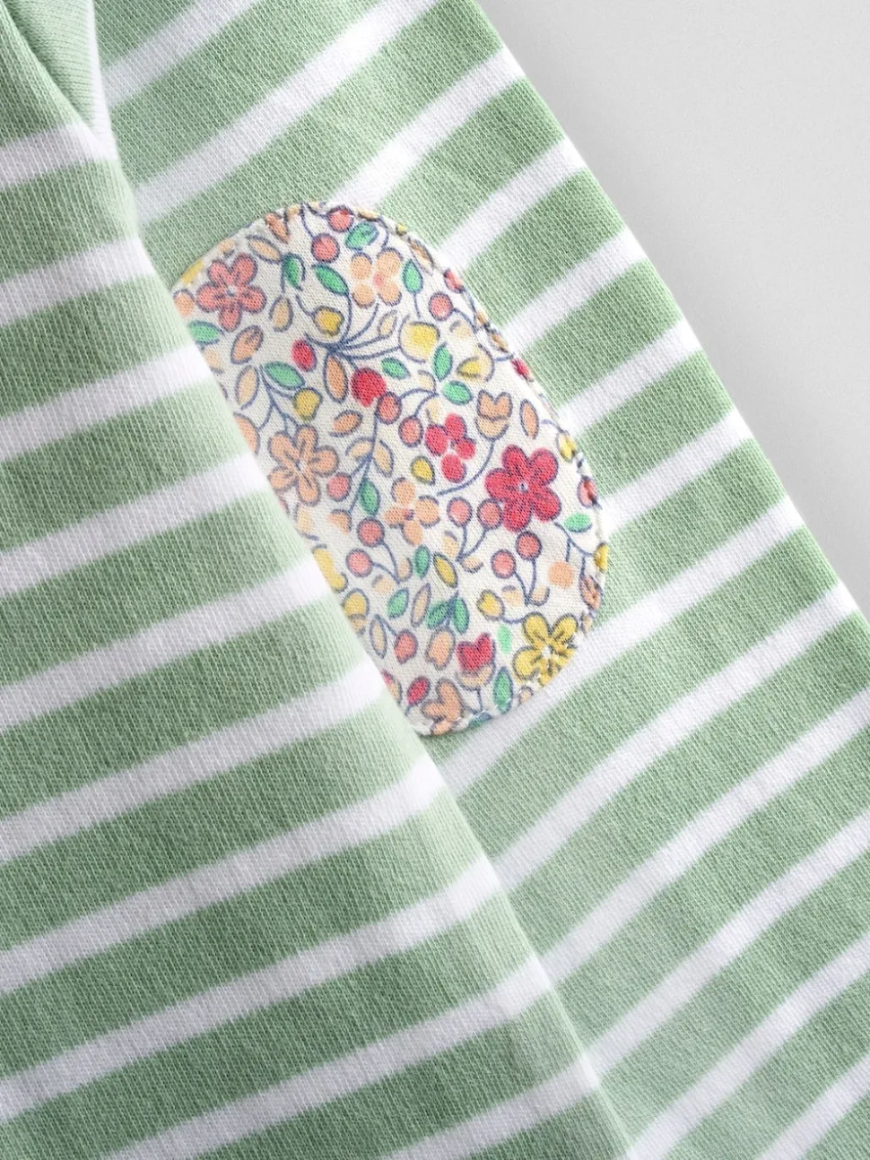 JoJo Maman Bébé Green Cherry Breton Pocket Top