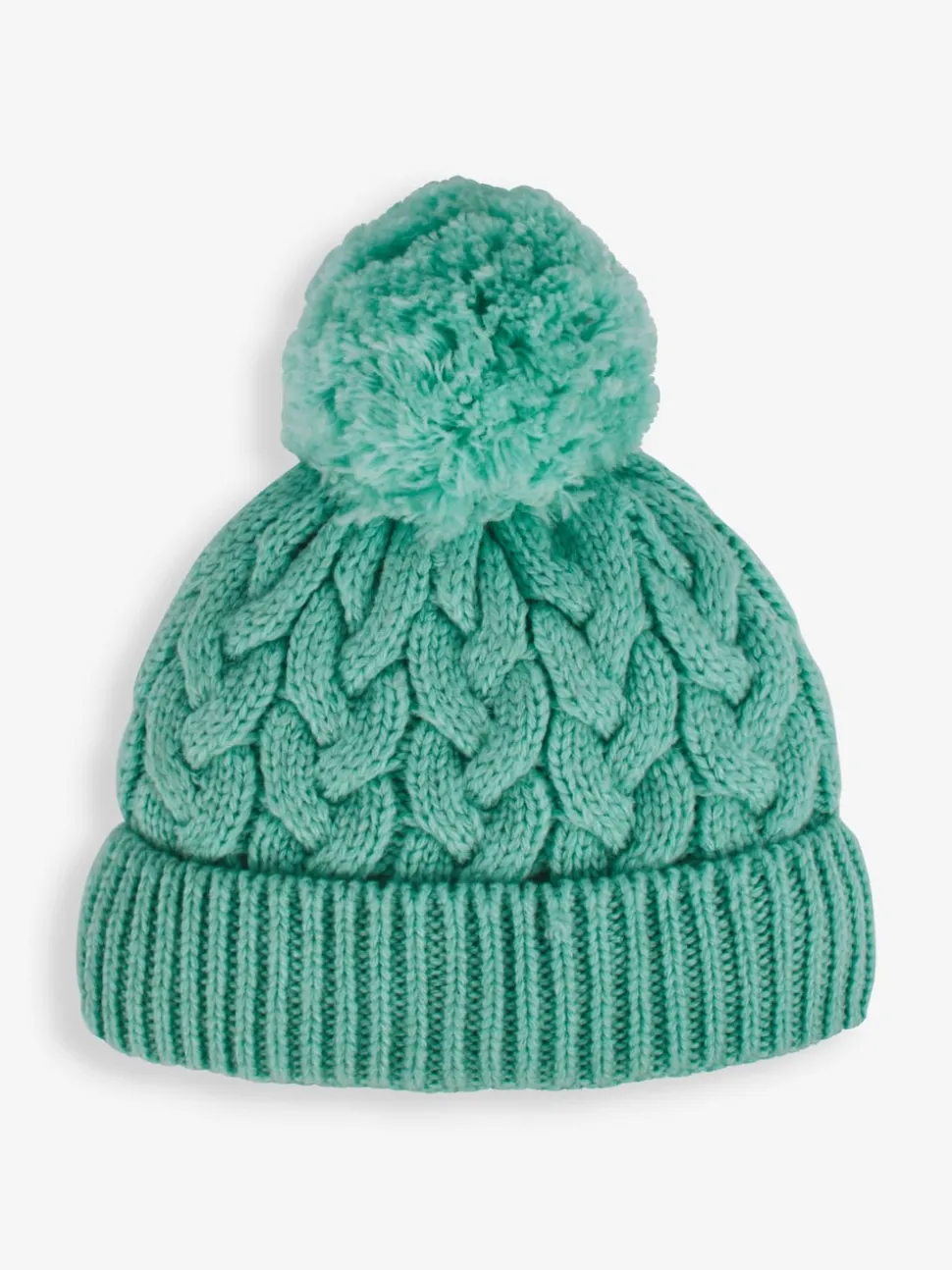 JoJo Maman Bébé Green Chunky Cable Knit Pom Pom Hat