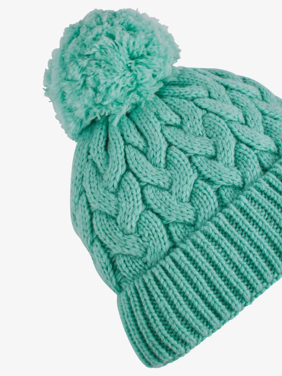 JoJo Maman Bébé Green Chunky Cable Knit Pom Pom Hat