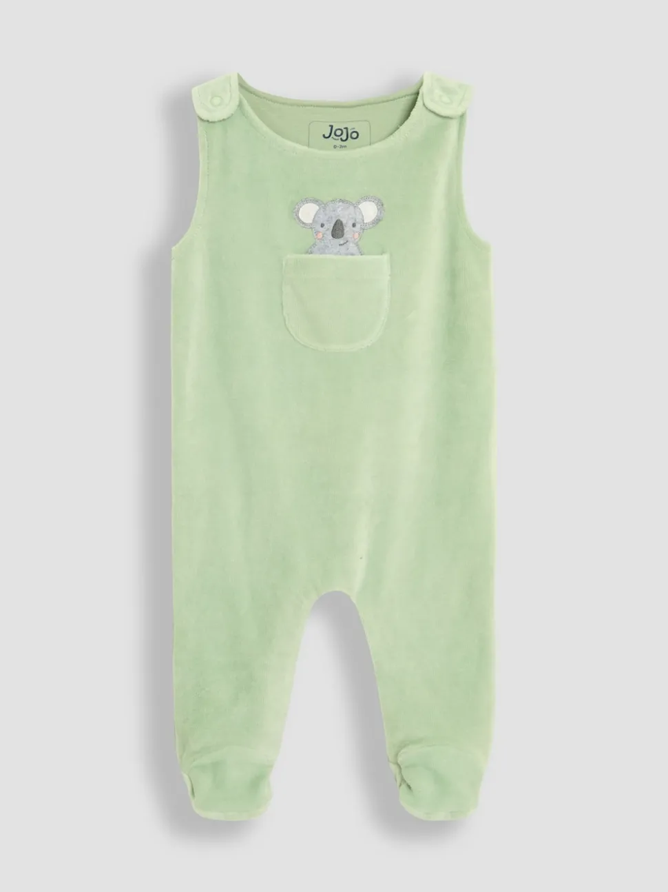 JoJo Maman Bébé Green Cotton Footed 2-Piece Dungarees Set