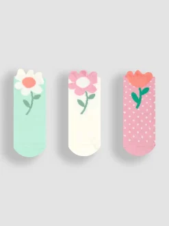 JoJo Maman Bébé Green 3-Pack Flower Socks