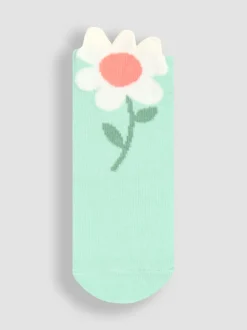 JoJo Maman Bébé Green 3-Pack Flower Socks