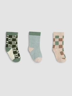 JoJo Maman Bébé Green 3-Pack Tractor Socks