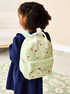 JoJo Maman Bébé Green Woodland Corduroy Embroidered Backpack