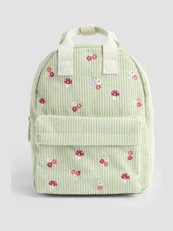 JoJo Maman Bébé Green Woodland Corduroy Embroidered Backpack