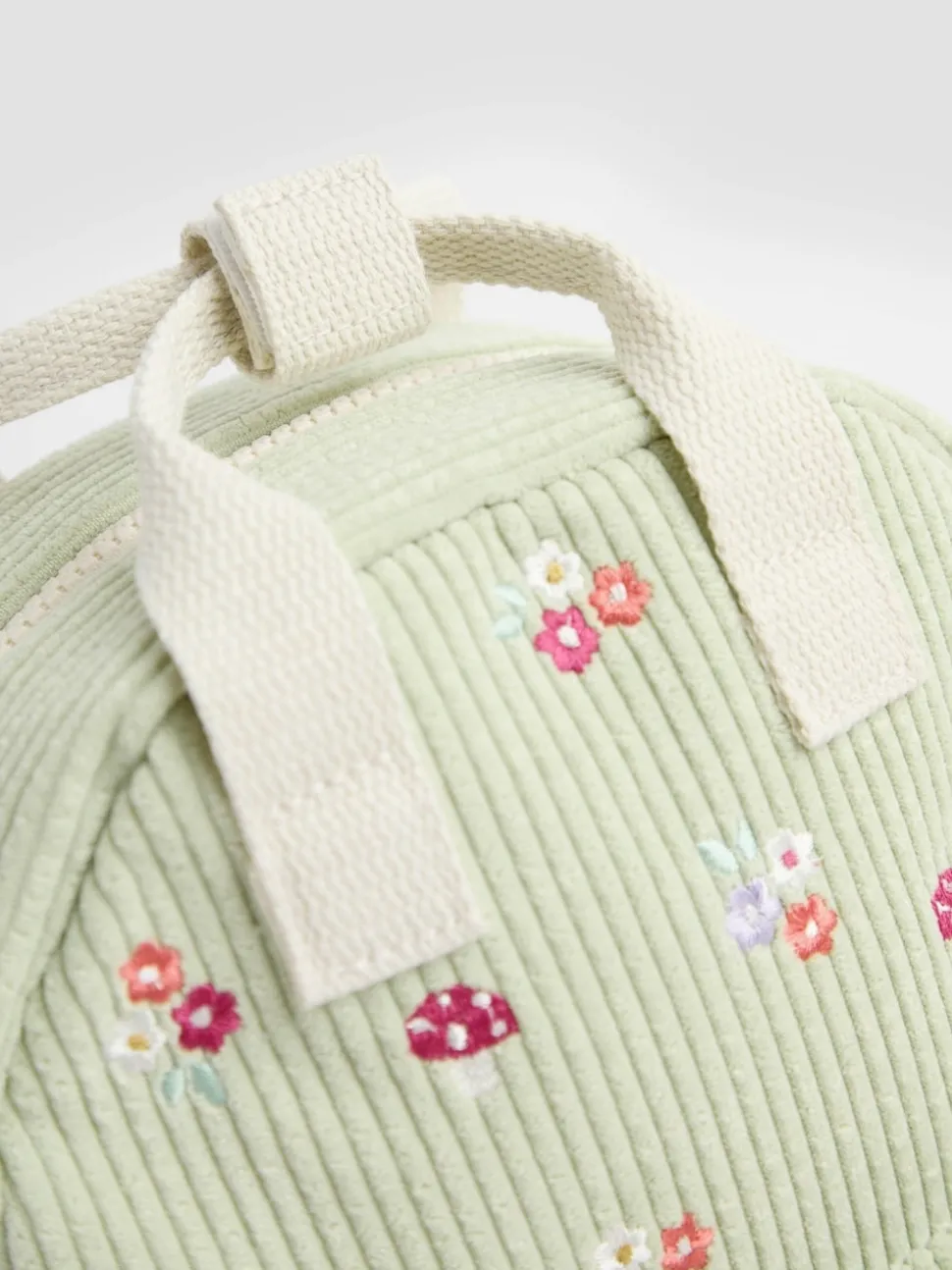 JoJo Maman Bébé Green Woodland Corduroy Embroidered Backpack