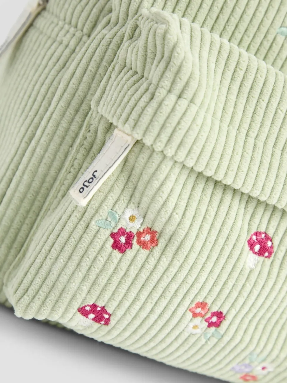 JoJo Maman Bébé Green Woodland Corduroy Embroidered Backpack