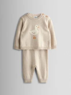 JoJo Maman Bébé Grey Duck Knit Top & Bottom Set