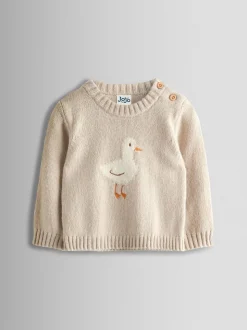 JoJo Maman Bébé Grey Duck Knit Top & Bottom Set