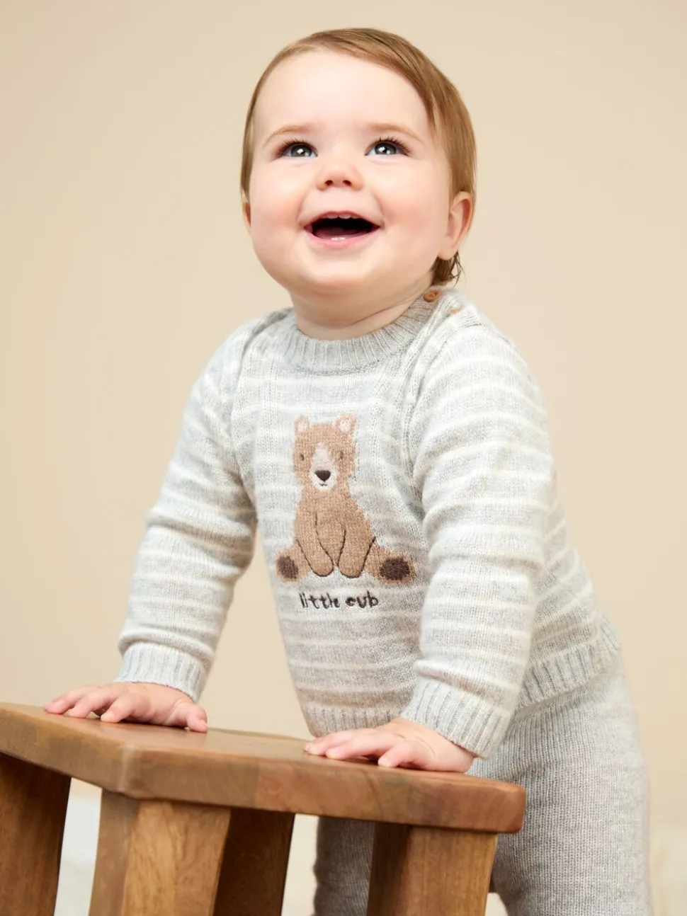 JoJo Maman Bébé Grey Knit Top & Bottom Set