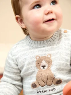 JoJo Maman Bébé Grey Knit Top & Bottom Set