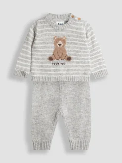 JoJo Maman Bébé Grey Knit Top & Bottom Set