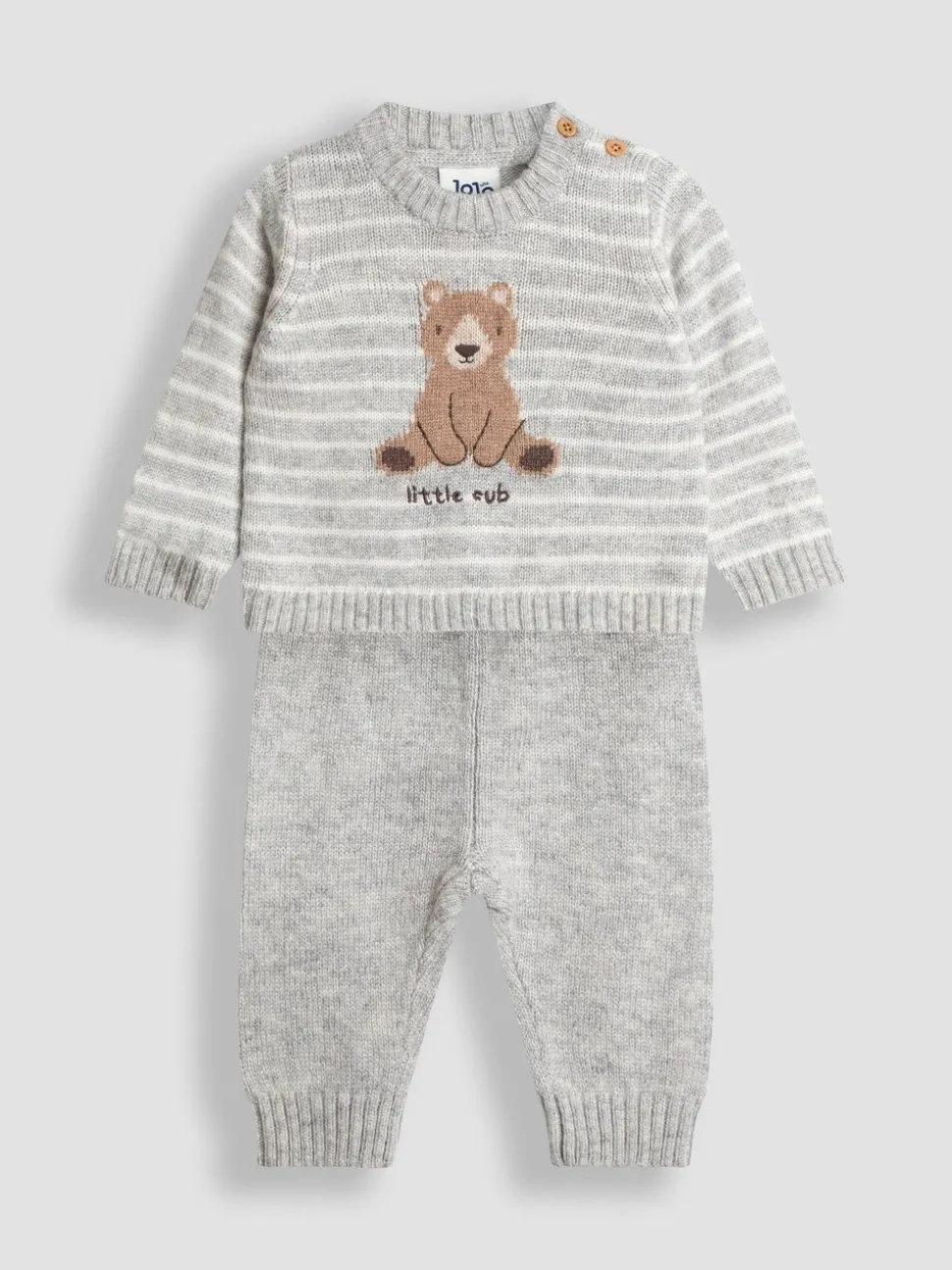 JoJo Maman Bébé Grey Knit Top & Bottom Set