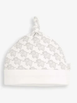 JoJo Maman Bébé Grey Little Elephant Cotton Baby Hat