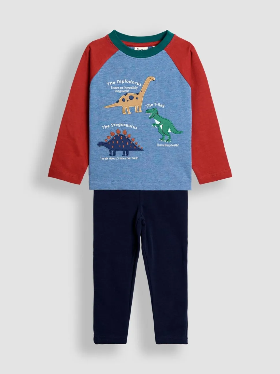 JoJo Maman Bébé Indigo Blue Dino 2-Piece Top & Leggings Set