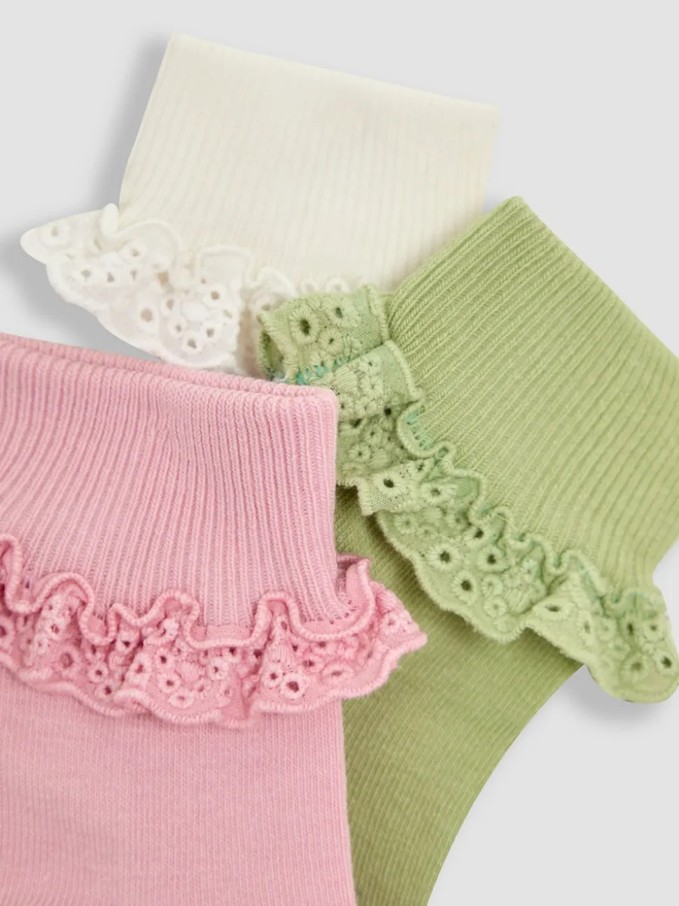 JoJo Maman Bébé Khaki Frilly Socks 3 Pack