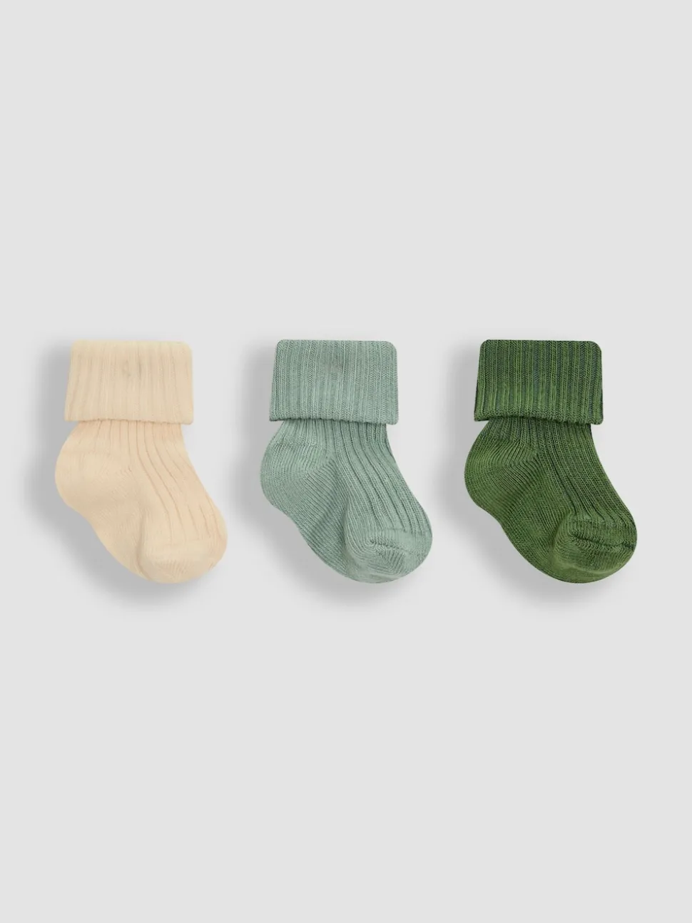 JoJo Maman Bébé Khaki 3-Pack Ribbed Baby Socks