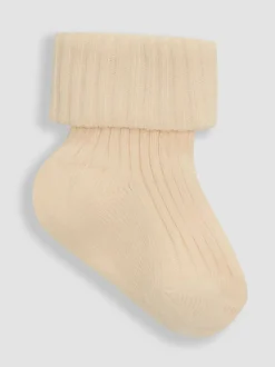 JoJo Maman Bébé Khaki 3-Pack Ribbed Baby Socks