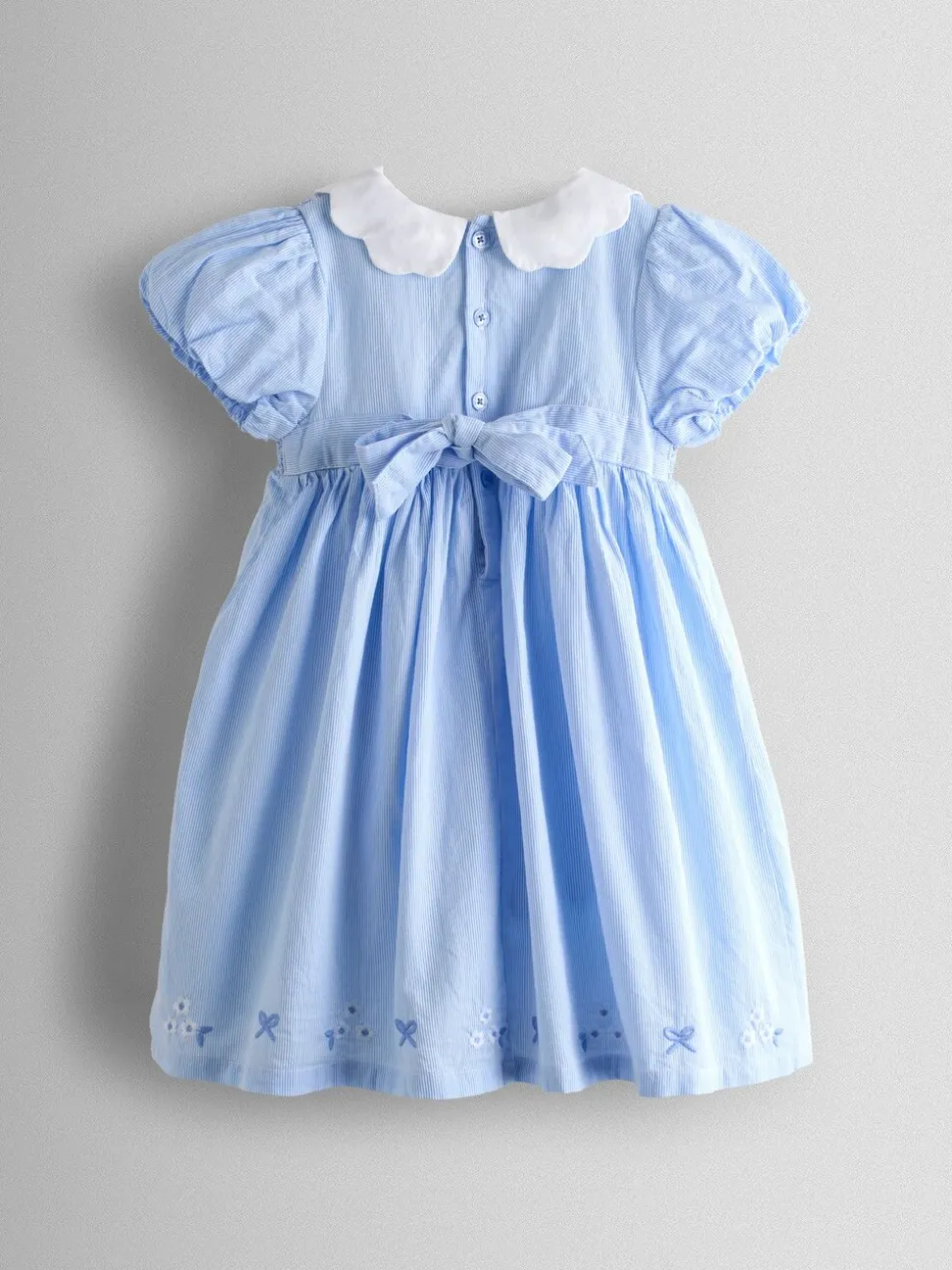 JoJo Maman Bébé Light Blue Bud Floral Smocked Party Dress