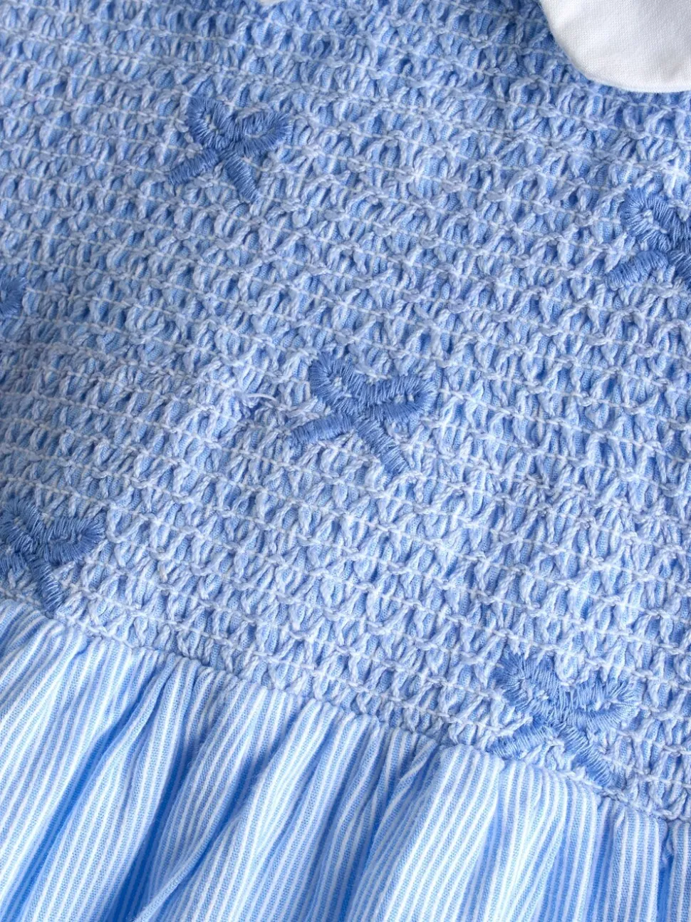 JoJo Maman Bébé Light Blue Bud Floral Smocked Party Dress