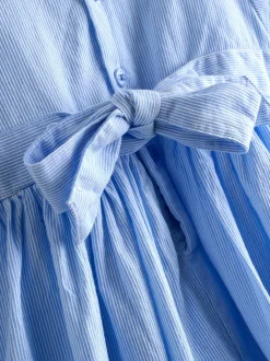 JoJo Maman Bébé Light Blue Bud Floral Smocked Party Dress