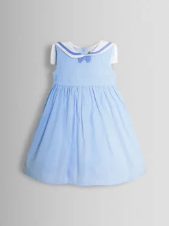 JoJo Maman Bébé Light Blue Sailor Stripe Party Dress