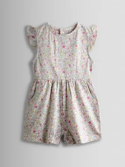 JoJo Maman Bébé Light Pink Ruffle Shoulder Playsuit