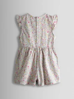 JoJo Maman Bébé Light Pink Ruffle Shoulder Playsuit