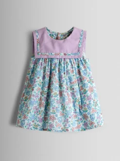 JoJo Maman Bébé Lilac Ditsy Floral Sailor Baby Dress and Headband Set