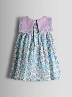 JoJo Maman Bébé Lilac Ditsy Floral Sailor Baby Dress and Headband Set