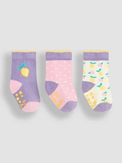 JoJo Maman Bébé Lilac Purple Lemon 3-Pack Fruit Socks