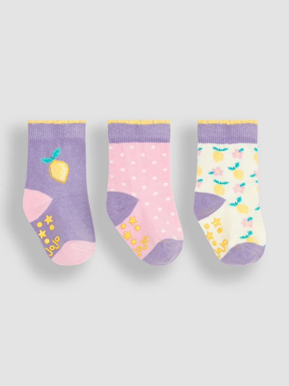 JoJo Maman Bébé Lilac Purple Lemon 3-Pack Fruit Socks