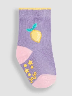 JoJo Maman Bébé Lilac Purple Lemon 3-Pack Fruit Socks
