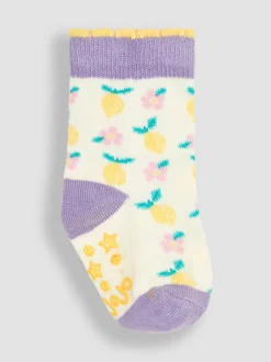 JoJo Maman Bébé Lilac Purple Lemon 3-Pack Fruit Socks