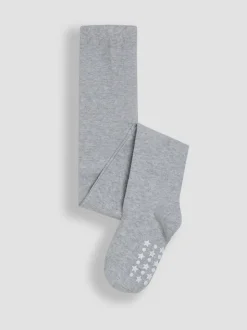 JoJo Maman Bébé Marl Grey Cotton Rich Plain Tights