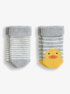 JoJo Maman Bébé Marl Grey Duck 2-Pack Baby Socks