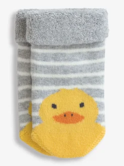 JoJo Maman Bébé Marl Grey Duck 2-Pack Baby Socks